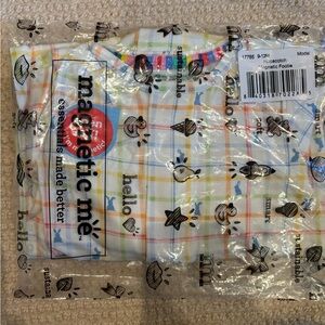 Magnetic Me White Plaid Footie with Multi-Color Trim